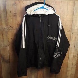 Vintage 90’s Adidas Winter L Puffer Jacket Hoodie Zip Coat Sport Black Logo